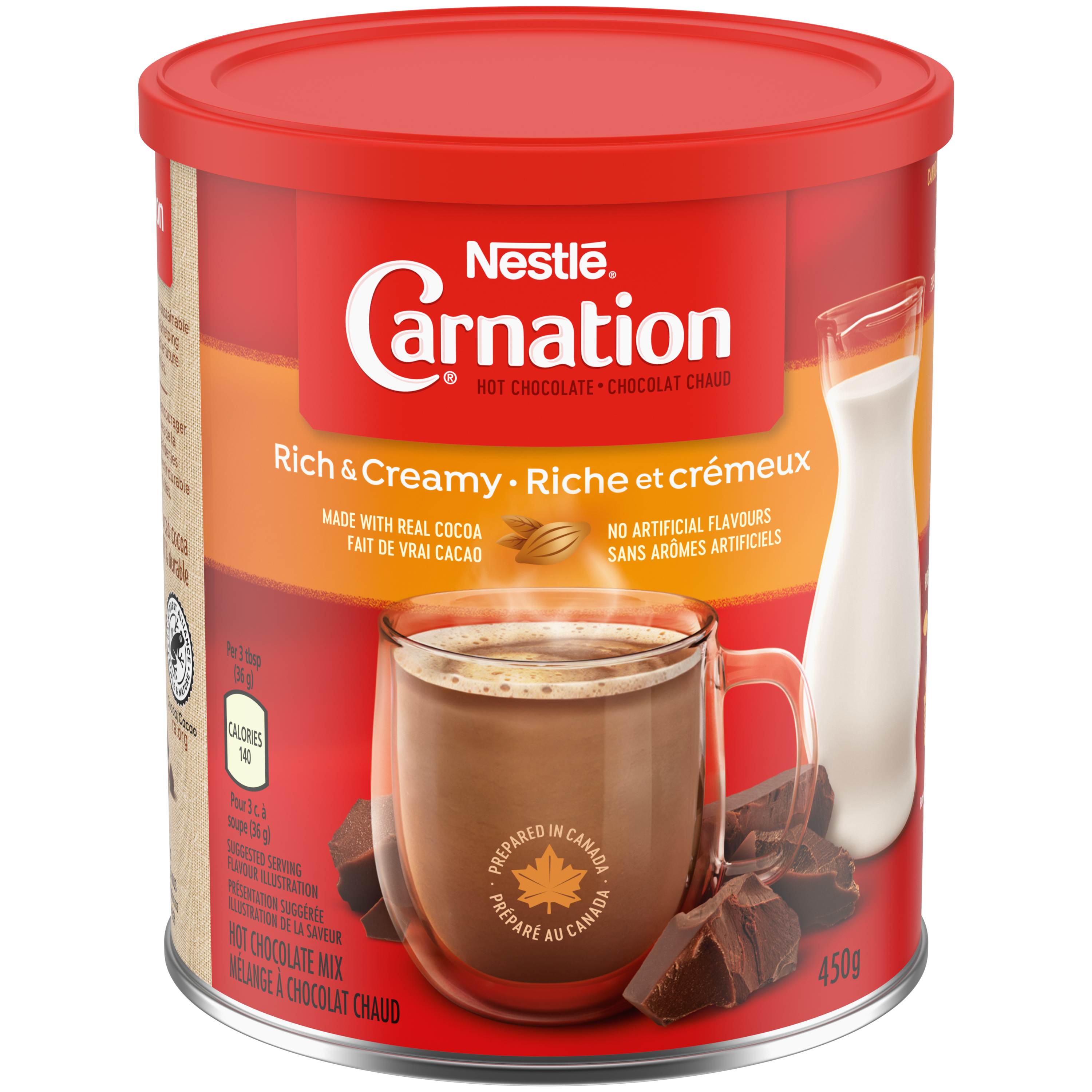 Chocolat chaud NESTLÉ CARNATION Riche et crémeux, contenant